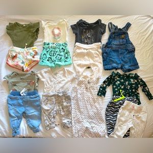 0-3 Baby Summer Bundle Pants Onesie Shorts Overhauls